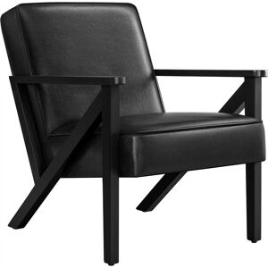 Accent Chair Faux Leather Armchair, Black - Yaheetech