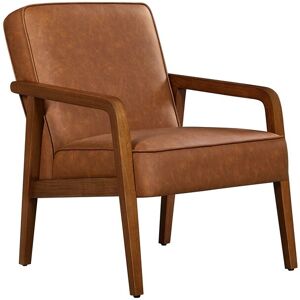 Accent Chair Mid-Century Modern Upholstered Lounge Chair,Light Brown - Yaheetech