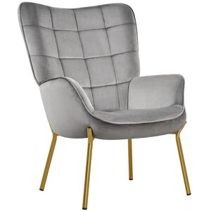 Mid-century Modern Velvet Upholstered Accent Chair, Light Gray - Yaheetech