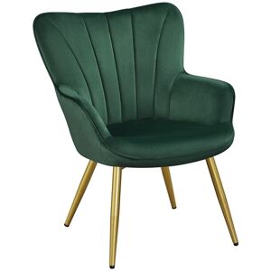 Yaheetech Modern Curved Back Velvet Accent Chair Upholstered Armchair, Green