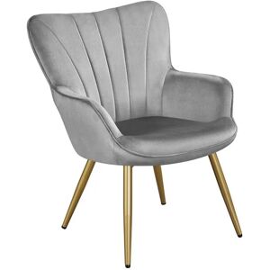 Modern Curved Back Velvet Accent Chair Upholstered Armchair, Light Gray - Yaheetech