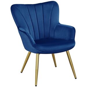 Yaheetech Modern Curved Back Velvet Accent Chair Upholstered Armchair, Blue