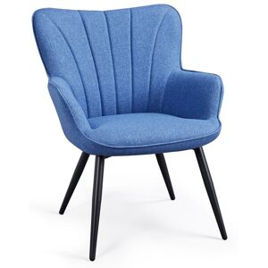 Curved Back Fabric Accent Chair Upholstered Armchair, Blue - Yaheetech