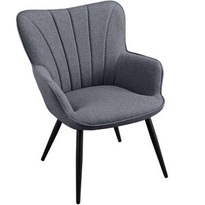 Curved Back Fabric Accent Chair Upholstered Armchair, Gray - Yaheetech