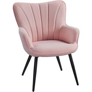 Curved Back Fabric Accent Chair Upholstered Armchair, Pink - Yaheetech