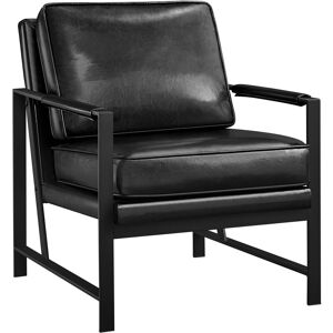 Retro Upholstered Faux Leather Accent Chair, Black - Yaheetech