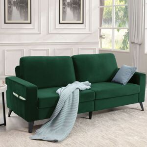 2m Sofa Couch Nubuck Faux Leather Couch for Living Room Mid Century Modern Decor Furniture, Green - Yodolla