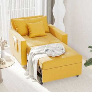 YODOLLA Convertible Sofa Bed 3-in-1 Pull out Arm Chair Folding Recliner Sleeper Single Bed for Adults, Yellow