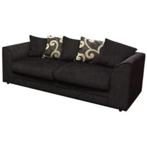 FANCY SOFA Zina 3 Seater Chenille Fabric Sofa - Black