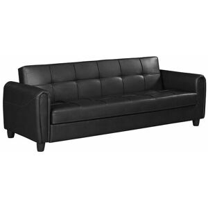 HUMZA AMANI Zinc 3 Seater Faux Leather Sofa Bed with Hidden Storage - Black - Black