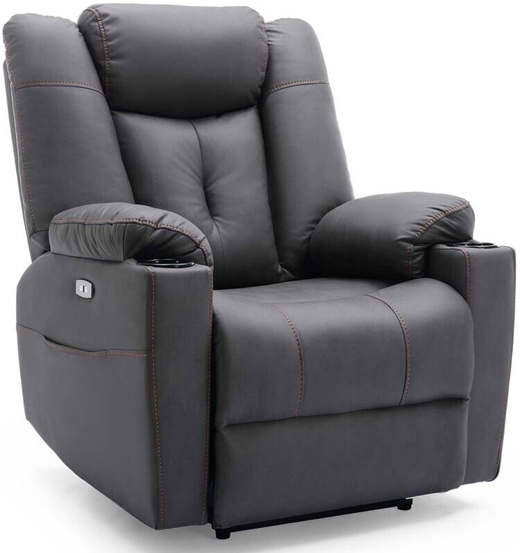 MORE4HOMES Afton electric fabric auto recliner armchair gaming usb lounge sofa chair charcoal - Charcoal