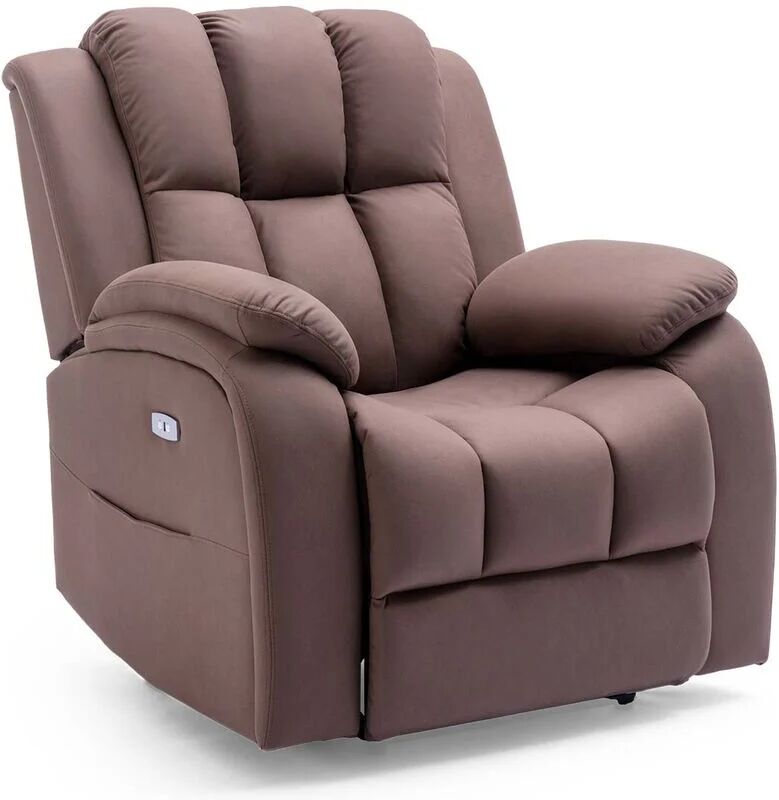 MORE4HOMES Brookline electric fabric auto recliner armchair gaming usb lounge sofa chair mocha - Mocha