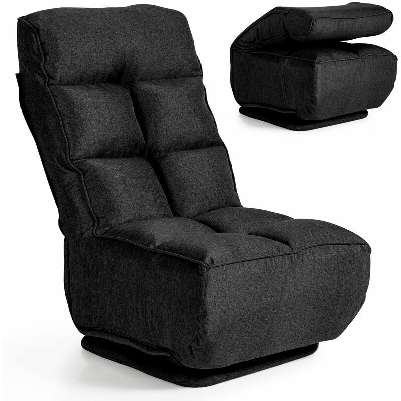 Costway - Folding Floor Gaming Chair 360-Degree Swivel Lazy Sofa Floor Chair Adjustable