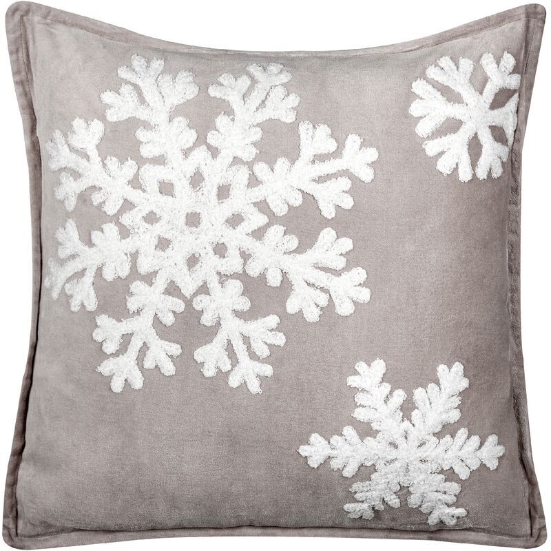 Beliani - Scatter Cushion Decorative Accessory Cotton Velvet Christmas Motif Snowflake Print 45 x 45 cm Grey White Murraya - Grey