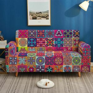 Dewdat - 1pc Boho Sofa Cover, Mandala Pattern Stretch Printed Couch Cover Printed Slipcover (190230cm for 3 Seater Sofa)