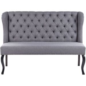 Beliani - Fabric 2-Seater Kitchen Wingback Sofa Grey Polyester Black Cabriole Legs Torsby