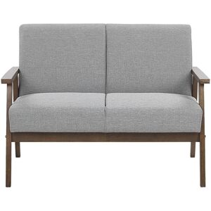 Beliani - Retro Living Room Sofa Fabric Upholstery Wooden Frame 2 Seater Couch Grey Asnes