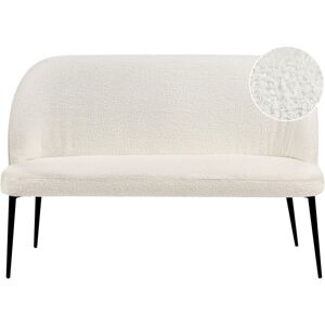 Beliani - 2-Seater Kitchen Sofa Bench Boucle Polyester Upholstery Black Metal Legs White Osby