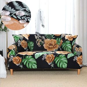 YMYNY 2-seater sofa cover 140-180 cm, modern sofa cover with armrest, universal elastic sofa covers, sofa protector, slipcover, night flowers mumu