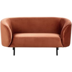 Beliani - 2 Seater Sofa Curved Modern Art Deco Velvet Fabric Black Legs Orange Loen