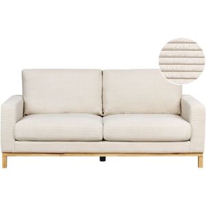 Beliani - 2 Seater Sofa Living Room Modern Style Light Wood Legs Cord Light Beige Siggard