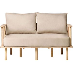 Beliani - 2 Seater Sofa Minimalistic Style Fabric Upholstered Light Wood Frame Beige Asker