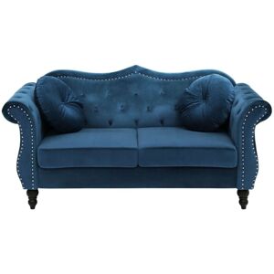 BELIANI Sofa 2 Seater SKIEN Velvet Navy Blue