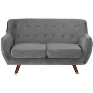 Beliani - Modern Velvet 2 Seater Sofa Grey Tufted Backrest Solid Wood Legs Bodo