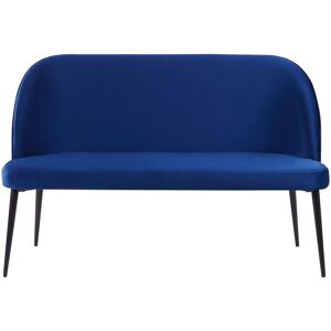 Beliani - 2-Seater Kitchen Sofa Bench Navy Blue Velvet Upholstery Black Metal Legs Osby