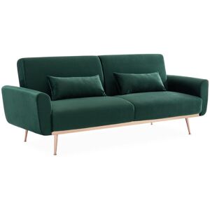 ALICE'S GARDEN 3-seater velvet convertible sofa bed, Oskar, Dark Green, 85x206.5x84 cm