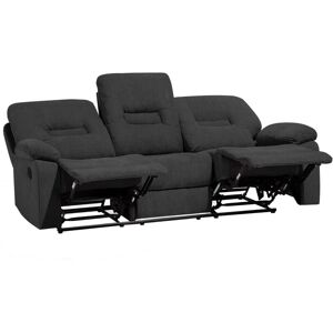 BELIANI Modern Fabric Recliner Sofa Manual Reclining Padded 3 Seater Grey Bergen