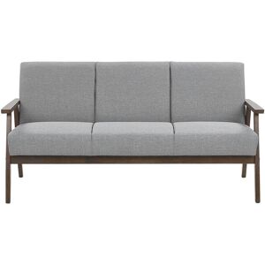 Beliani - Retro Living Room Sofa Fabric Upholstery Wooden Frame 3 Seater Couch Grey Asnes