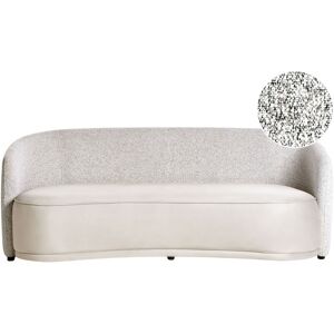 Beliani - 3 Seater Sofa Curved Modern Art Deco Polyester Fabric Two Fabrics Light Beige Roset