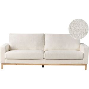BELIANI 3 Seater Sofa Living Room Modern Style Light Wood Legs Boucle White Siggard