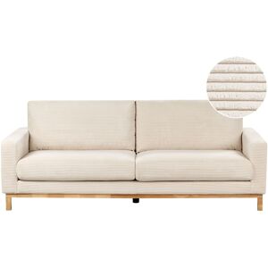 Beliani - 3 Seater Sofa Living Room Modern Style Light Wood Legs Cord Light Beige Siggard