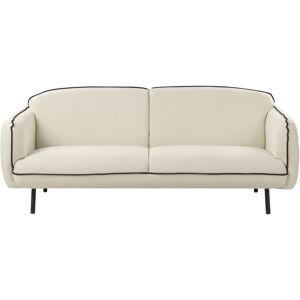 BELIANI 3 Seater Sofa Retro Glam Art Deco Couch Fabric Upholstery Metal Legs Black Edging Living Room Light Beige Tonsberg
