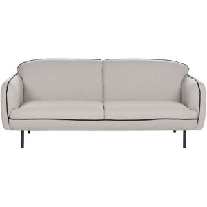 Beliani - 3 Seater Sofa Retro Glam Art Deco Couch Fabric Upholstery Metal Legs Black Edging Living Room Light Grey Tonsberg