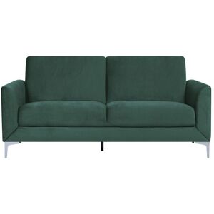 Beliani - Modern Retro Upholstered 3 Seater Sofa Loveseat Velvet Fabric Green Fenes