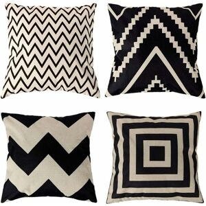 Alwaysh - 4 Pcs Cushion Covers 45 x 45 cm, Square Decorative Pillow Case Sofa Cushion Cover Black and White Animal Print Mingon Linen Home Decoration