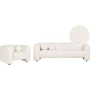 BELIANI Living Room Set 4 Seater LEIREN Boucle White