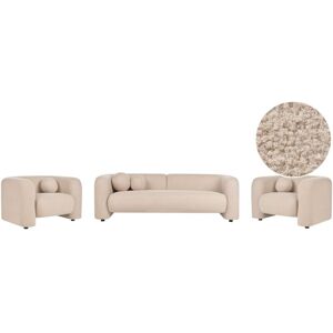 BELIANI Living Room Set 5 Seater LEIREN Boucle Beige