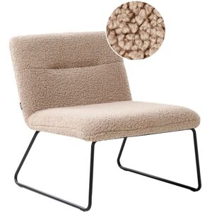 Beliani - Accent Chair Wide Seat Classic Vintage Design Black Metal Frame Boucle Upholstery Beige Cotulla