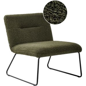 Beliani - Accent Chair Wide Seat Classic Vintage Design Black Metal Frame Boucle Upholstery Dark Green Cotulla