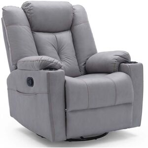 More4homes - afton fabric recliner rocking swivel gaming cinema lounge sofa chair grey