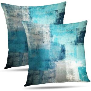 Alwaysh - 2 Piece Turquoise Gray Home Decoration Pillow Case Sofa Living Room Cushion Cover 45X45cm