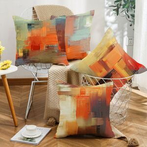 Alwaysh - Orange Throw Pillow Covers Burnt Orange Gray Set of 4 Decorative Throw Pillow Covers for Sofa Living Room Home Decor, 18 x 18 Inch
