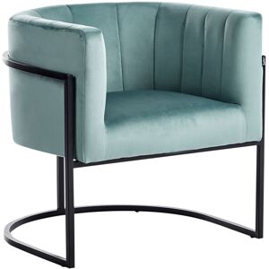 Beliani - Armchair Accent Chair Glamour Style Velvet Metal Black Frame Mint Green Larvik ii