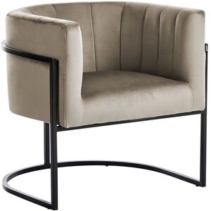 Beliani - Armchair Accent Chair Glamour Style Velvet Metal Black Frame Taupe Larvik ii