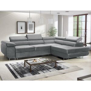 Romano - Aston Jumbo Cord Right Hand Facing Corner Sofa Bed with Storage and Lift Mechanism - Grey