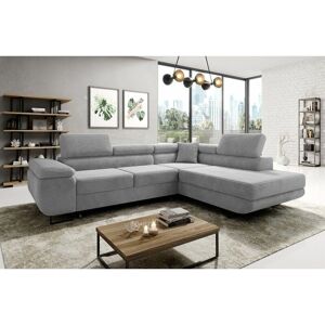 Romano - Aston Jumbo Cord Right Hand Facing Corner Sofa Bed with Storage and Lift Mechanism - Light Grey